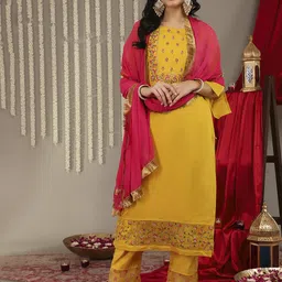 Varanga Women Floral Yoke Design Kurta with Trousers & Dupatta-picture-16