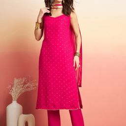 Sangria Printed Shoulder Strap Gotta Patti Kurta With Trousers & Dupatta-picture-56