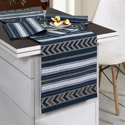 Ode & Cleo 6 Pcs Blue & Grey Printed Cotton Table Placemats-29