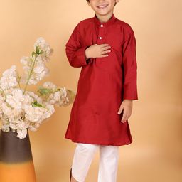 KID1 Boys Maroon Kurta with Pyjamas-image-95