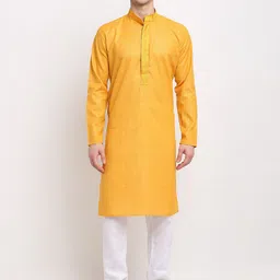 Jompers Men Mustard Regular Pure Cotton Kurta with Churidar-picture-31