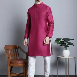 Jompers Band Collar Straight Kurta with Churidar-image-77