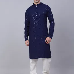 Jompers Floral Embroidered Sequined Pure Cotton Kurta with Churidar-picture-2