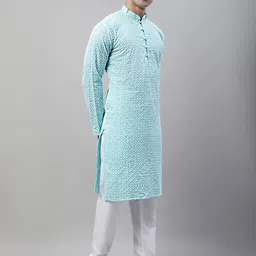 Jompers Floral Embroidered Chikankari Pure Cotton Kurta with Churidar-image-95