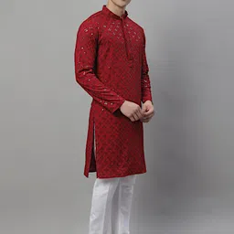 Jompers Geometric Chikankari Embroidered Kurta With Pyjamas-image-58