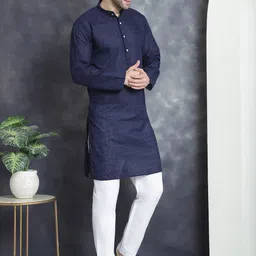 Anouk Ethnic Motifs Embroidered Regular Chikankari Pure Cotton Kurta With Pyjamas-image-57