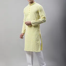 Jompers Floral Embroidered Chikankari Pure Cotton Kurta with Pyjamas-image-97