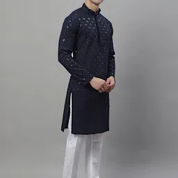 Jompers Geometric Chikankari Embroidered Kurta With Pyjamas-image-95