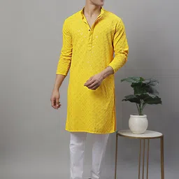Jompers Geometric Chikankari Embroidered Kurta With Pyjamas-image-59