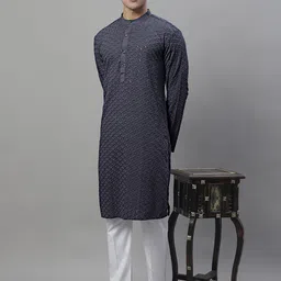 Anouk Grey & White Ethnic Motifs Embroidered Sequinned Kurta with Pyjamas-picture-18