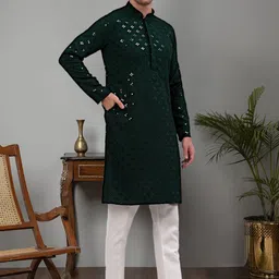 Jompers Ethnic Motifs Embroidered Sequinned Kurta with Pyjamas-picture-16