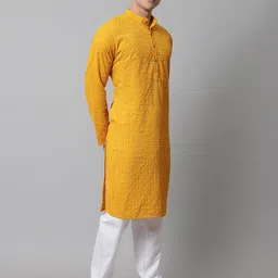 Jompers Men Ethnic Motifs Embroidered Chikankari Pure Cotton Kurta with Churidar-image-45