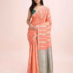 Fashion Ritmo Striped Pure Cotton Heavy Work Saree-picture-40