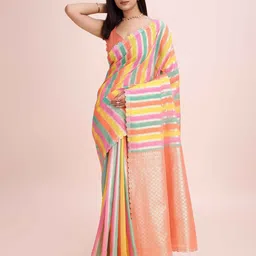 Fashion Ritmo Striped Pure Cotton Heavy Work Saree-picture-37