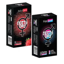 noTTy Boy Set of Strawberry Flavour & Lubricated Latex Condoms - 10 Pcs Each-55
