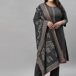Sztori Plus Size Ethnic Motifs Printed Kurta With Trousers & Dupatta-32