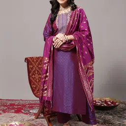 Varanga Women Ethnic Motifs Embroidered Kurta with Trousers & With Dupatta-44