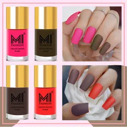 MI FASHION Set of 4 Smooth Velvet Matte Long Lasting Nail Polish - 9.9ml each-7