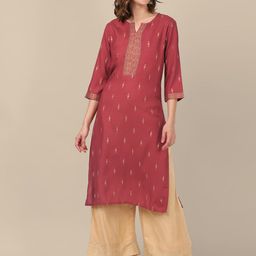 Rangita Ethnic Motifs Printed Notched Neck Gotta Patti Straight Kurta-picture-21