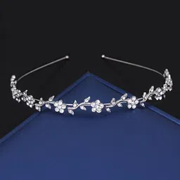 Yellow Chimes Women Silver-Toned Embellished Tiara-image-55