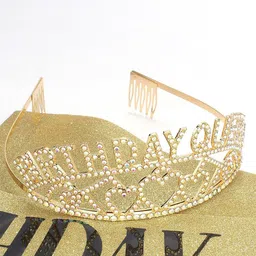 Shining Diva Fashion Set of 2 Embellished Tiara with Birthday Sash-10
