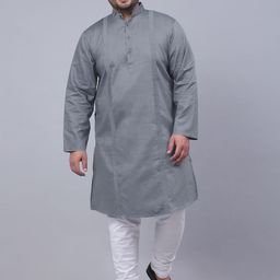 KLOTTHE Men Plus Size Mandarin Collar Straight Kurta-4
