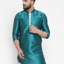 Kaifoo Men Green Yoke Design Kurta-picture-43