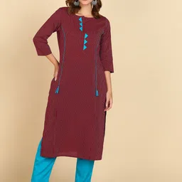VEDANA Striped Round Neck Pure Cotton Kurta-picture-54