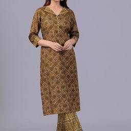 JAIPURI COLLECTION Ethnic Motifs Printed Pure Cotton Regular Kurta with Trousers-8