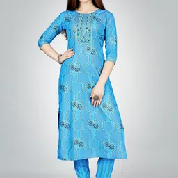 ARADHNA Floral Printed Sequinned Kurta with Trousers-picture-42