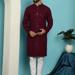 SOJANYA Embroidered Pure Cotton Kurta with Churidar-picture-22