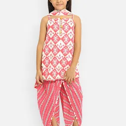 Nauti Nati Girls White Printed Pure Cotton Kurti With Dhoti Pants & Dupatta-picture-21