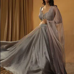ARPITA SULAKSHANA Embroidered V-Neck Made to Measure Lehenga & Blouse With Dupatta-33