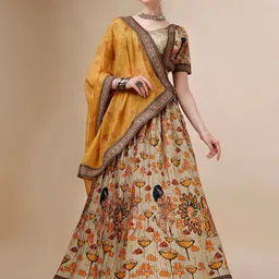 SAPTRANGI Printed Semi Stitched Lehenga & Unstitched Blouse With Dupatta-picture-18