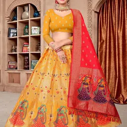 KALINI Semi-Stitched Lehenga & Unstitched Blouse With Dupatta-image-49