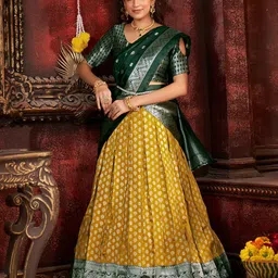 SHOPGARB Woven Design Semi-Stitched Lehenga & Unstitched Blouse With Dupatta-picture-13