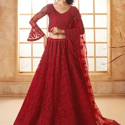 ALIZEH Embellished Beads and Stones Semi-Stitched Lehenga & Unstitched Blouse With Dupatta-picture-57
