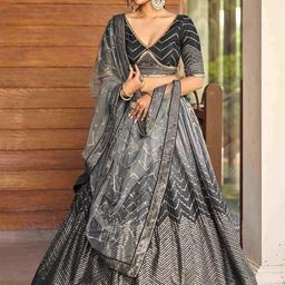 FABPIXEL Embellished Sequinned Semi-Stitched Lehenga & Unstitched Blouse With Dupatta-picture-8