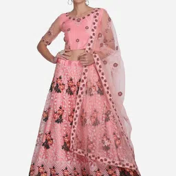 Warthy Ent Embroidered Thread Work Semi-Stitched Lehenga & Unstitched Blouse With Dupatta-image-75
