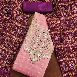KALINI Floral Woven Design Beads and Stones Unstitched Dress Material-image-14