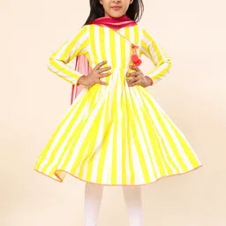 A.T.U.N. Girls Printed Angrakha Pure Cotton Kurta With Dupatta-picture-49