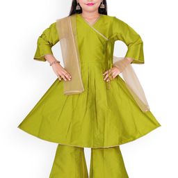 ZACKBEE Girls V-Neck Kurta With Trousers & With Dupatta-image-49