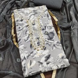 KALINI Floral Embellished Unstitched Dress Material-image-33