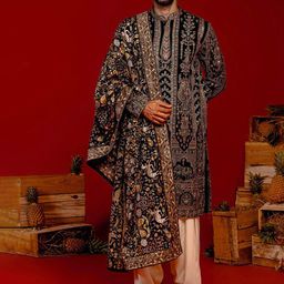 KALPRAAG Floral Embellished Zari Mandarin Collar Kurta with Patiala And Dupatta-picture-48