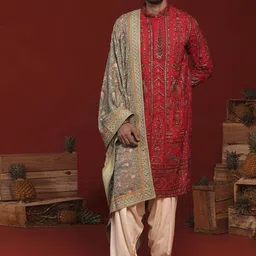 KALPRAAG Ethnic Motifs Embroidered Georgette Straight Kurta With Patiala & Dupatta-image-44