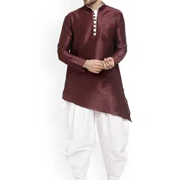 Sydney Heights Mandarin Collar Long Sleeves Asymmetric Hem Kurta with Salwar-image-82