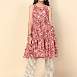 FASHION DREAM Girls Ethnic Motifs Printed Kurta with Sharara-image-27