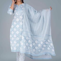 KALINI Floral Printed Pure Cotton Kurta with Pyjamas & Dupatta-picture-35