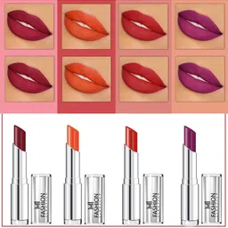 MI FASHION Set Of 4 Creme Matte Weightless Long-Lasting Lipstick 3.5g each - Cherrywood + Orange + Cornell Red + Purple-24