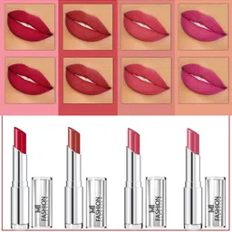 MI FASHION Set Of 4 Creme Matte Weightless Long-Lasting Lipstick 3.5g each - Purple + Brownish Red + Rose + Rose-image-98
